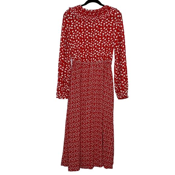 & Other Stories 2 of Hearts red white hearts dress ruffle neck line size 6 - Picture 8 of 16